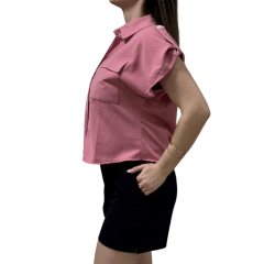 Camisa Rosa Tatuada 10552 Supreme Flow Bolsos Rosa Jass