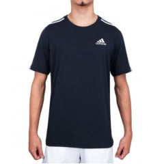 Camiseta Adidas GA4534 Clássica em Algodão 3 listras Azul Marinho