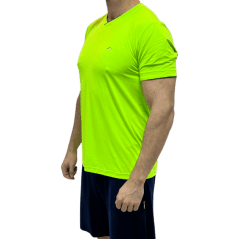 Camiseta Praxis V24130 Gola V tecido perfurado Verde Neon