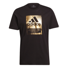 Camiseta Adidas GS6316 100% Algodão Metalizado Preto/Dourado