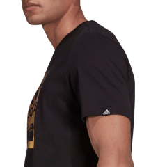 Camiseta Adidas GS6316 100% Algodão Metalizado Preto/Dourado