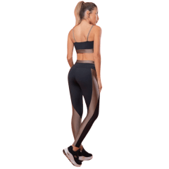 Legging Rosa Tatuada 1007102 Power Trilobal Preto/Caqui