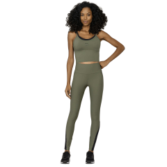Legging Run More 06821 Cós alto com Bolso Tecido Kelp